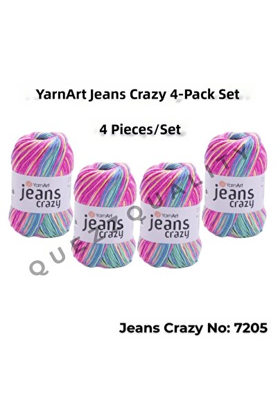 Yarnart خيط حياكة يدوي من Yarn Art Jeans Crazy El Knitting Yarn 7205 Punch Ip...