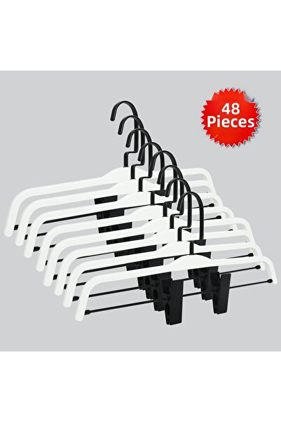 NYN شماعات خشبية (بخطاف أسود) للتنورة والسراويل 48 قطعة