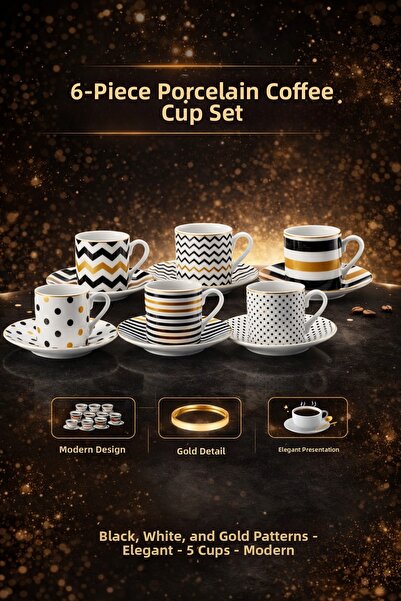 Karaca طقم فناجين قهوة نوسا 6 أشخاص 80 مل