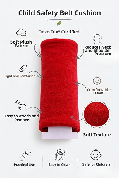 ubeybi وسادة حزام أمان للأطفال، وسادة رقبة ناعمة من القطيفة، وسادة رحلات مريح...