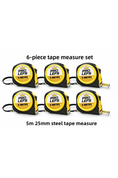 PRO LEFS مجموعة مترات فولاذية 5 متر × 25 ملم، 6 قطع - حزمة متينة واقتصادية