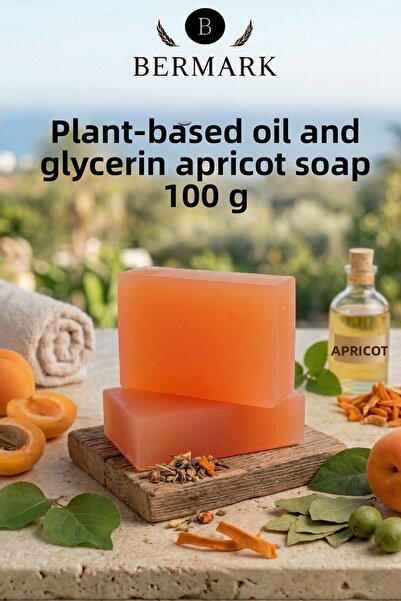 bermark Herbal Apricot Soap with Vegetable Oil and Glycerin, Vegan 100 Gr