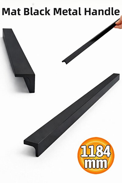 Badem10 Mâner sertar Lada, negru mat, 1184 mm, mâner modern pentru ușă de dul...