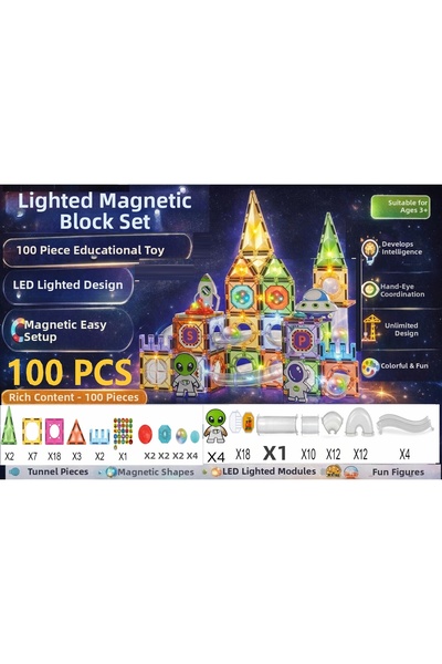 SİNKA مكعبات بناء مغناطيسية ثلاثية الأبعاد ملونة، 100 قطعة، مجموعة ألعاب تعلي...