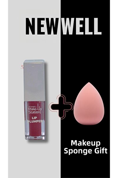 New Well Station Lip Plumping Effect Lip Gloss Light Pink + Sponge Gift