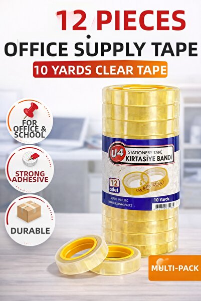 CT STONES 12 Pcs Stationery Tape 10 Yards Transparent Tape Strong Adhesive Of...
