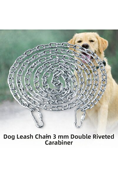 Vi Caro 19 Meters Dog Tie-Out Chain 3 mm Walking Chain + 2 Screwed Carabiners...