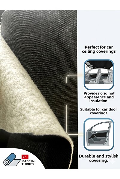 Oto Döşeme Malzemeleri Car Ceiling and Door Upholstery Black Fabric (100Cmx16...