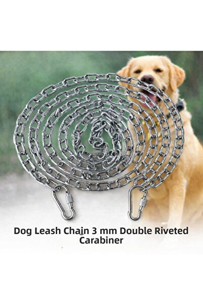 Vi Caro 1 Meter Dog Tie-Out Chain 3 mm Walking Chain + 2 Screwed Carabiners S...