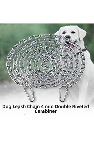 Vi Caro 2 Meters Dog Tie-Out Chain 4 mm Walking Chain + 2 Screwed Carabiners ...