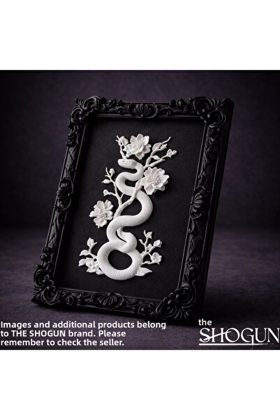 The Shogun Eternal Snake & Flower Relief Black Painting |   Varaklı Frame 170...