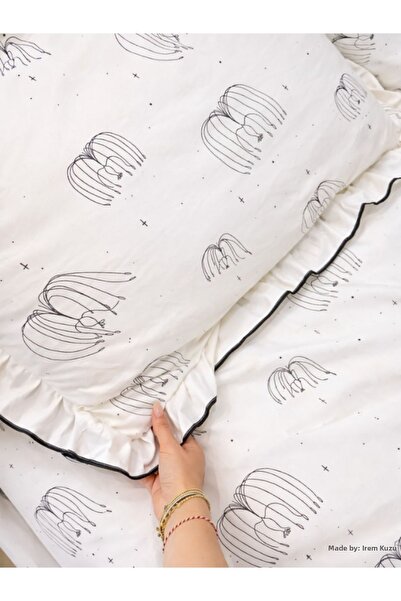 Larispera طقم غطاء لحاف بنمط أفاتار مزدوج مكشكش مصنوع من القطن بنسبة 100%، مك...