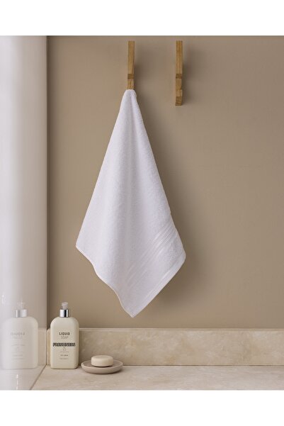 Madame Coco Marnot Border 100% Cotton Flocked Face Towel - White - 50X80 cm