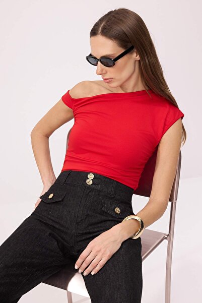 Edit by Trendyol Червена плетена блуза TEDSS24BZ00031