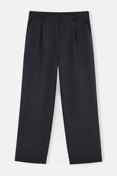 Trendyol Curve Pantaloni plisați bleumarin modal mărime mare țesut TBBSS26AR0...