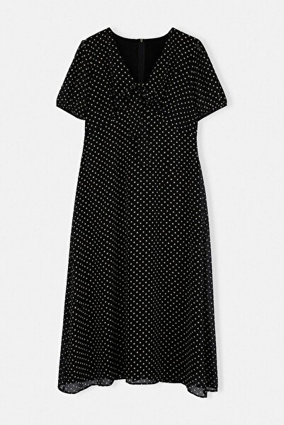 Trendyol Curve Μαύρο φόρεμα σιφόν Υφαντό σε μεγάλο μέγεθος TBBSS26AH00169