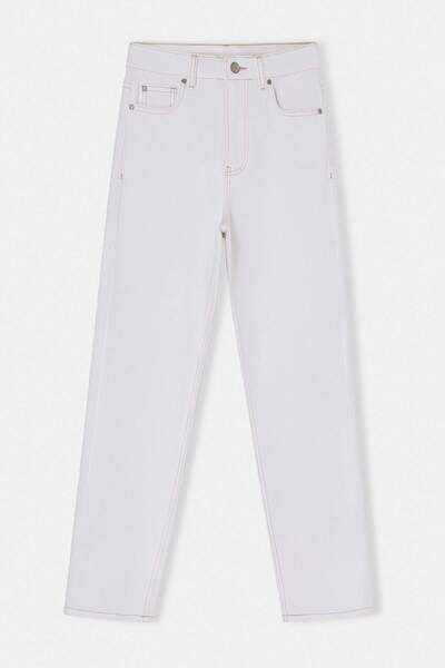 Trendyol Kollektion Weiße, hoch taillierte, mittelflexible Mom-Jeans in Knöch...