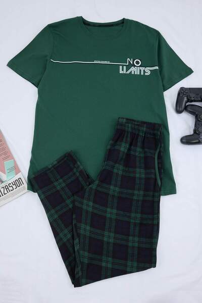 Trendyol Collection Green Regular/Normal Cut Plaid / Checked Cotton Piece Kni...