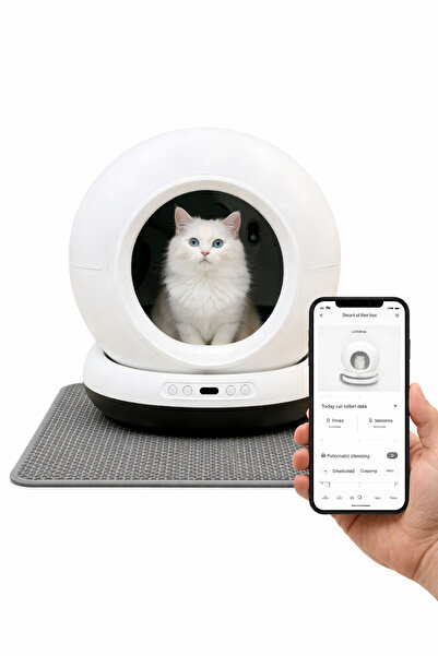 Electron Kedi Tuvaleti Otomatik, App Ile Kontrol, 75lt Iç Hazne, 7lt Çöp Hazn...