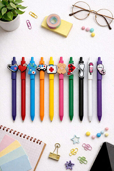 excarpin Sağlık Personeli Koleksiyonu Rahat Yazım Esnek Tutuş Rengarenk 10'lu...