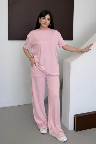 Balenbi Set de trening cu mânecă scurtă din țesătură modal pentru femei 1098