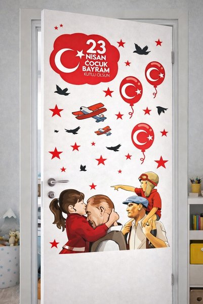 Kt Grup 23 Nisan Atatürk Ve Çocuk Duvar Sticker 50x70 Cm