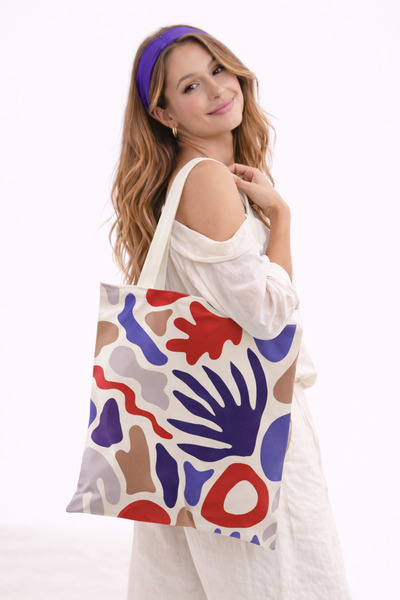 AYSHOME Пазарска чанта за плаж с цип и шарки Ays Home Basic