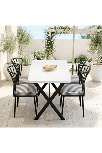 MOONCAPELLA 4 Sandalye 1 Masa Takımı Mutfak Masası Sandalye 70x110 cm Masa