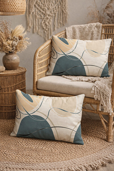 SasoHome Сучасний крем - бірюзовий диванний чохол з 2 прямокутними наволочкам...