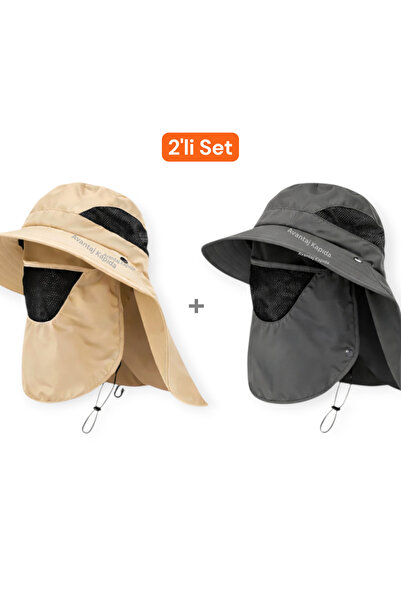 Mustran Set of 2, UV Protective Detachable Masked Unisex Sun Hats, Outdoor Fi...