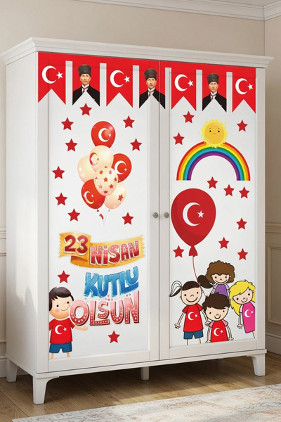 Kt Grup 23 Nisan Çocuk Bayramı Eğlenceli Cam Duvar Süsleme Sticker Seti