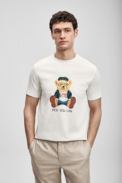 Lufian 111020305 Teddy Modern Graphic T-Shirt Men's T-Shirt White