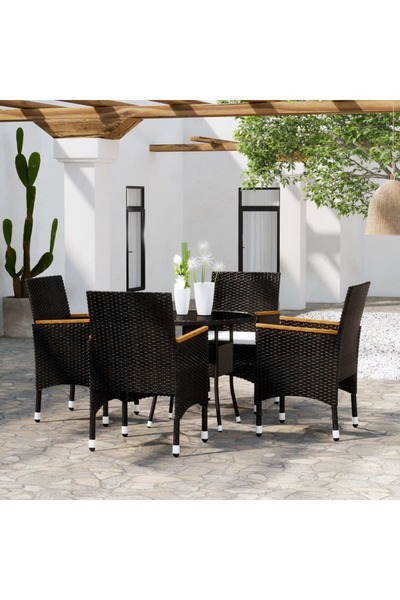 Concept Set de mobilier pentru grădină, 5 piese, negru, poliratan