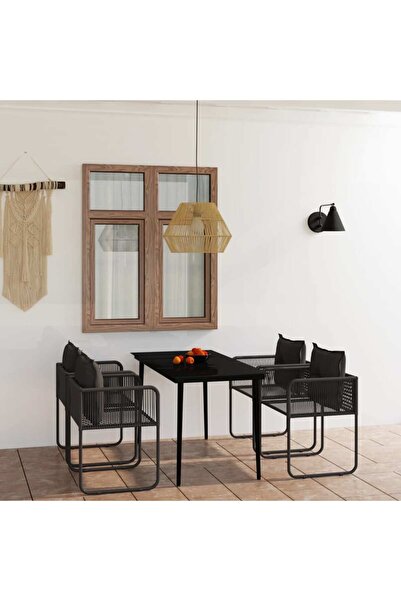 Concept Set de mobilier pentru grădină, 5 piese, negru