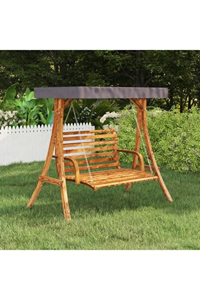 Concept Cadru balansoar cu acoperiș antracit, lemn curbat finisaj tec