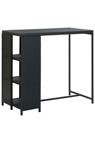 Concept Masă de bar cu raft depozitare, negru, 120x60x110 cm, poliratan