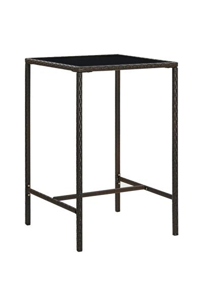Concept Masă de bar de grădină, maro, 70x70x110 cm, poliratan și sticlă
