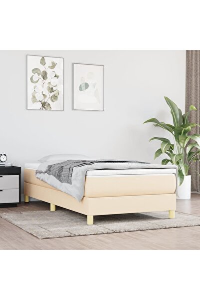 Concept Pat box spring cu saltea, crem, 100x200 cm, textil