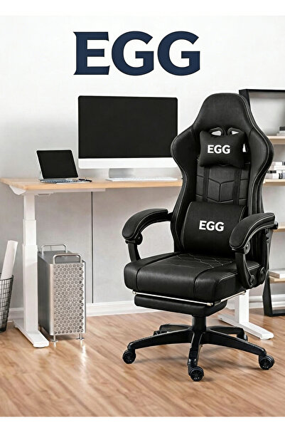 EGG Ergonomic Office Desk Computer Chair PU Leather Swivel Adjustable Height ...