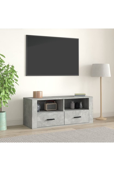 Concept Comodă TV, gri beton, 100x35x40 cm, lemn prelucrat