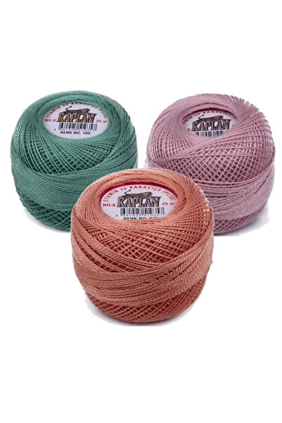 Kaplan 3 قطع من خيط الإيتامين والكروشيه رقم 8 كود/لون: 109 - 202 - 922