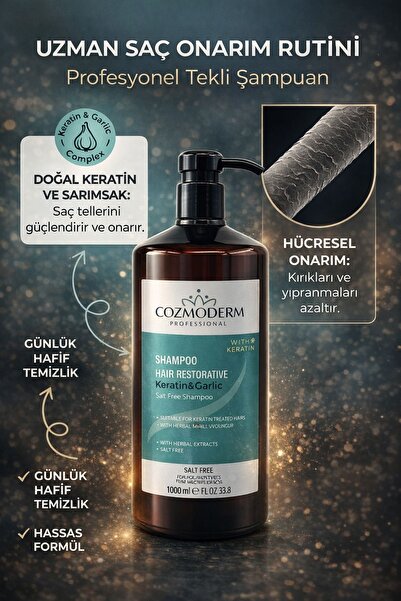 cozmoderm Keratin & Garlic 1000 ml Bakım Şampuanı