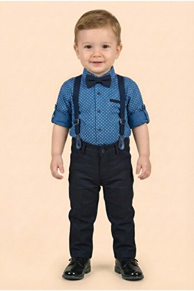 s.t. sebat tekstil Baby boy bow tie suspender shirt set outfit ceremony ready