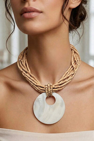 PETEK AKSESUAR AHŞAP BONCUK ETNİK KOLYE