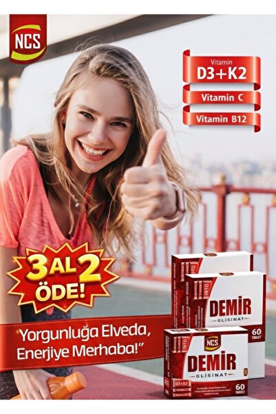 NCS Iron Glycinate Vitamin D3 K2 Folic Acid Complex 60 Tablets Bisglycinate