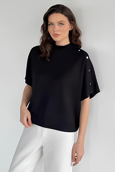 IŞILDA FASHION Shoulder Detail Batwing Sleeve Blouse
