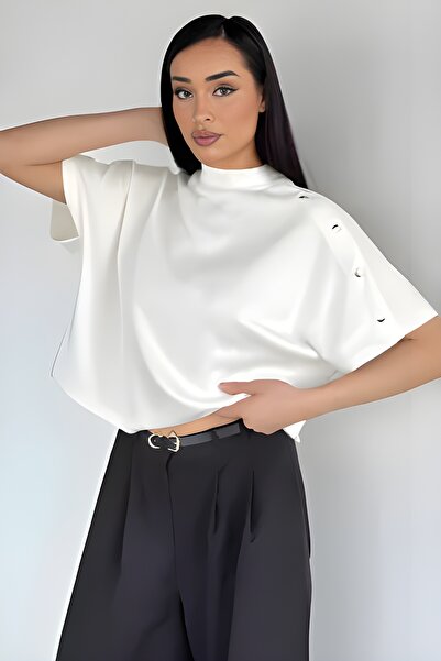 IŞILDA FASHION Блузка з рукавами-крилами летючої миші та деталлю на плечах