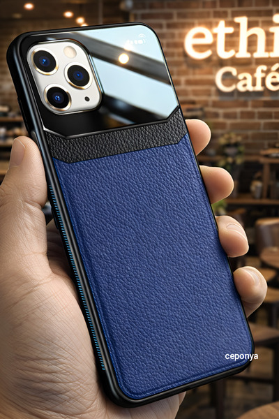 Ceponya حافظة آيفون 11 برو ماكس مظهر جلدي بتصميم غطاء خلفي صلب