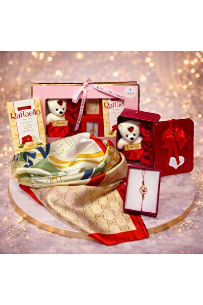 velve Pachet Amor, cutie metalica cu 3 trandafiri si ursulet, esarfa, Martiso...