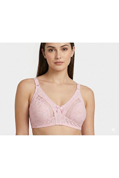 Kuryıldız حمالة صدر نسائية من الدانتيل الوردي - خالية من الأسلاك وغير مدعومة